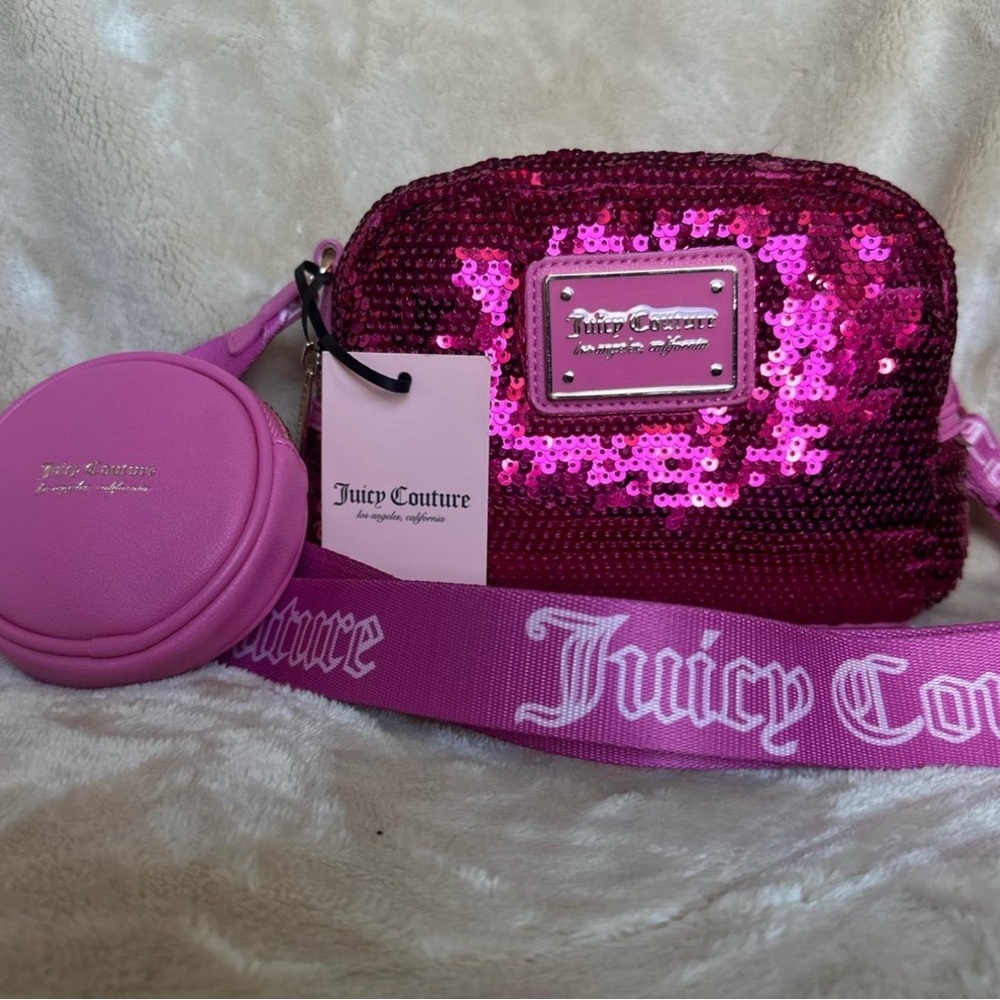 NWT Juicy Couture Puffed Up Crossbody - Pink Sequin